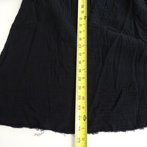 LOGO Lori Goldstein Black Button Front Gauze Top Women Size XXS Pockets Raw Hem - Picture 10 of 10